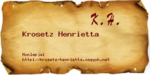 Krosetz Henrietta névjegykártya